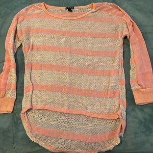 FANG Coral and Cream Striped Sweater